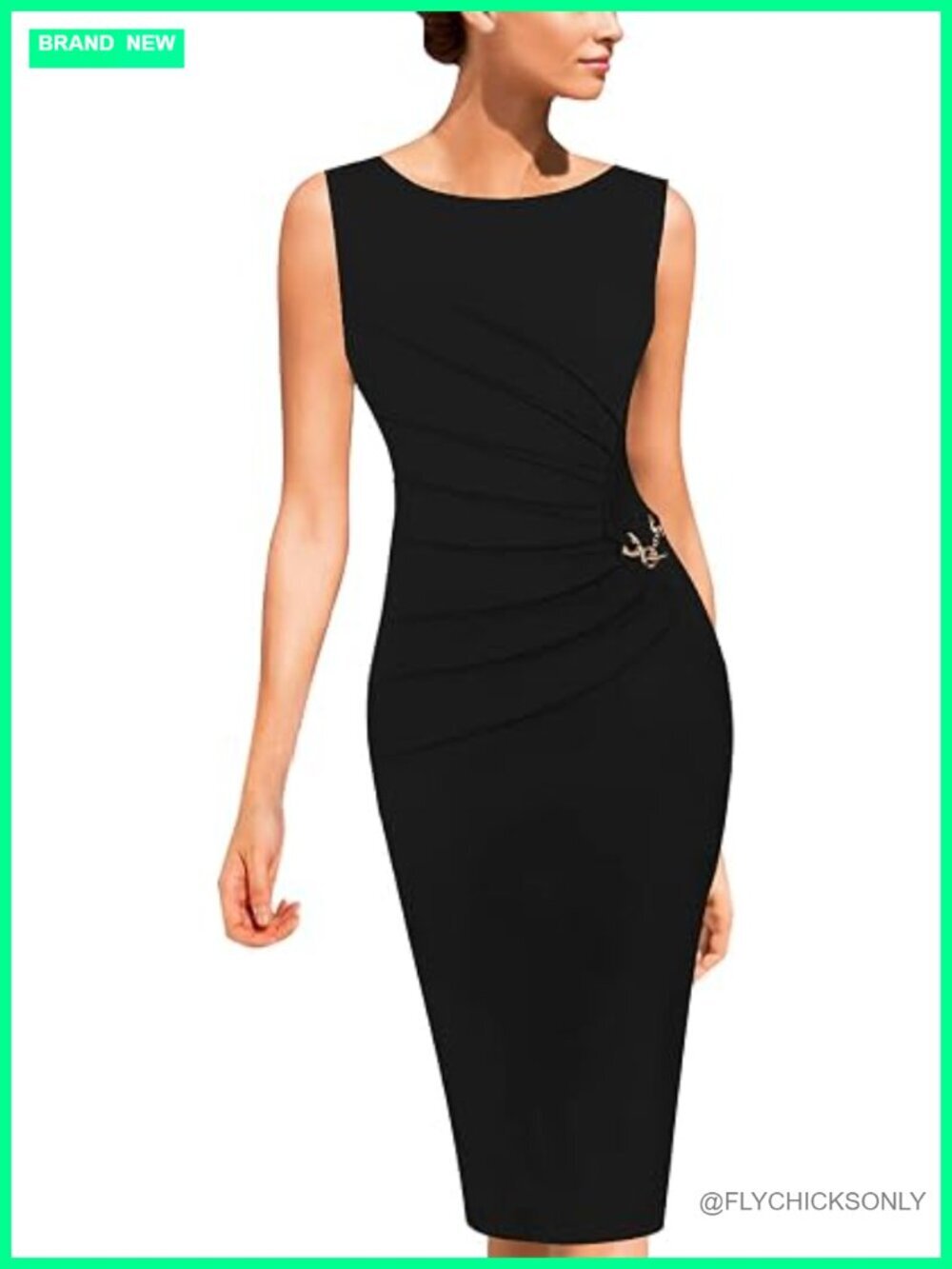 Sleeveless Ruched Pencil Sheath Dress - Work Office Business Casual Cocktail